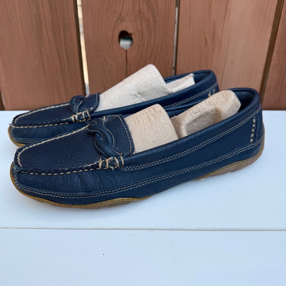 LL Bean Womens Size 10M Blue Grand Lake Braided Leather Moccasin slip on